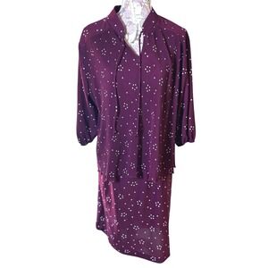 Vintage Burgundy Star Print Two Piece Skirt Set Blouse Top and Skirt‎ sz 20